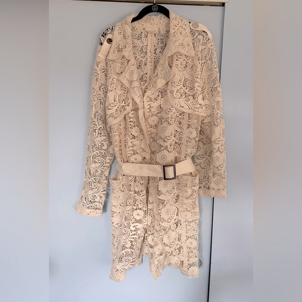 Lace Trench Coat with Belt